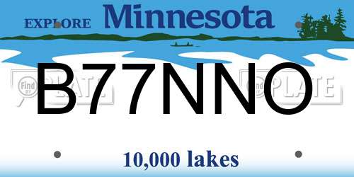 B77NNO Minnesota License Plate
