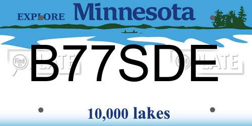 B77SDE Minnesota License Plate