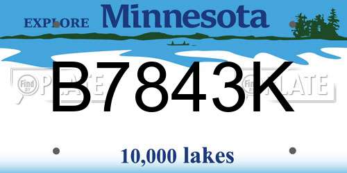 B7843K Minnesota License Plate