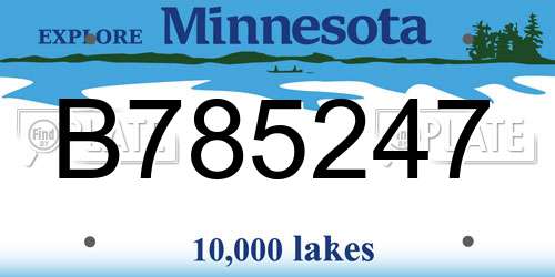 B785247 Minnesota License Plate