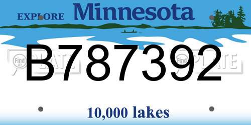 B787392 Minnesota License Plate