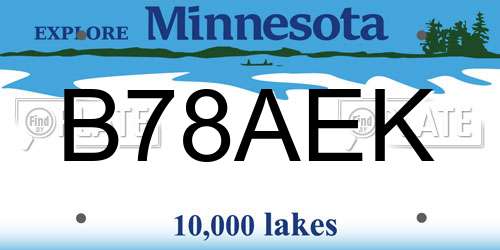 B78AEK Minnesota License Plate