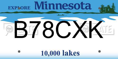 B78CXK Minnesota License Plate
