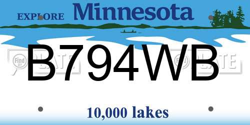 B794WB Minnesota License Plate
