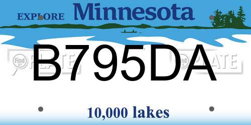 B795DA Minnesota License Plate