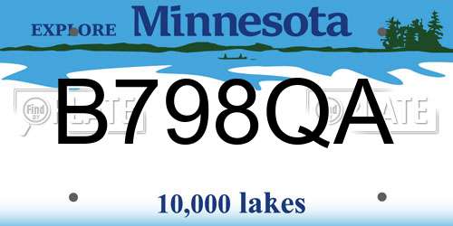 B798QA Minnesota License Plate