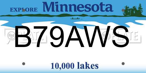 B79AWS Minnesota License Plate