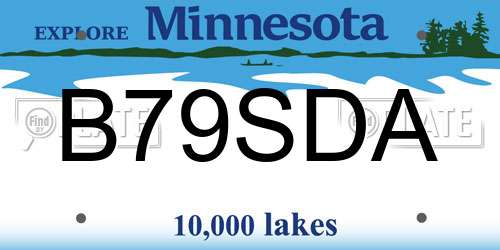 B79SDA Minnesota License Plate