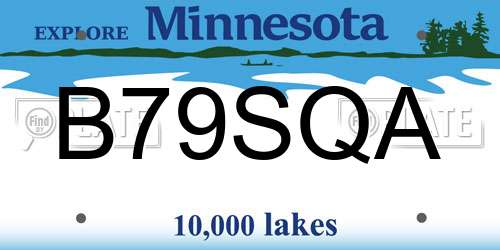 B79SQA Minnesota License Plate