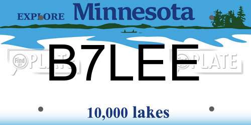 B7LEE Minnesota License Plate
