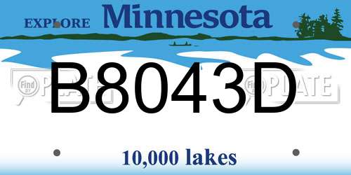 B8043D Minnesota License Plate