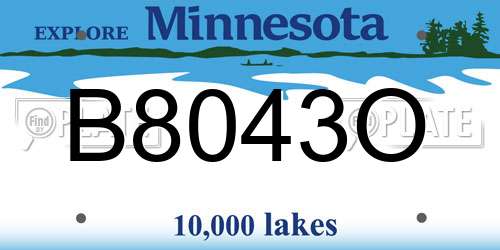 B8043O Minnesota License Plate