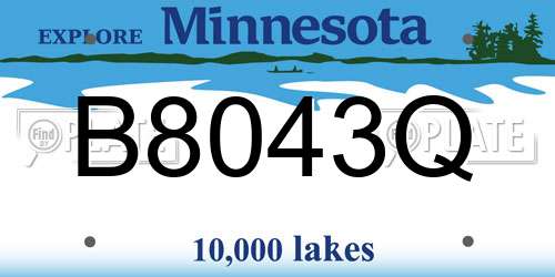 B8043Q Minnesota License Plate