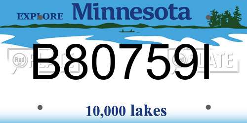 B80759I Minnesota License Plate