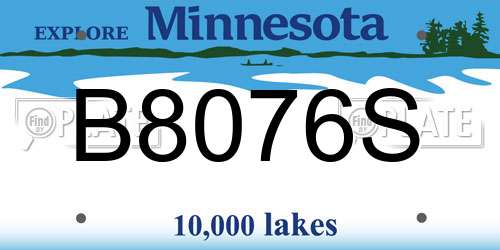 B8076S Minnesota License Plate