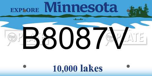 B8087V Minnesota License Plate