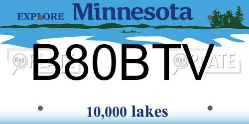 B80BTV Minnesota License Plate