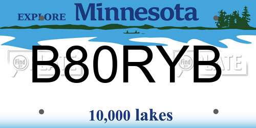 B80RYB Minnesota License Plate