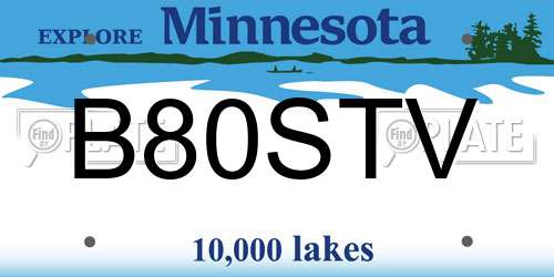 B80STV Minnesota License Plate