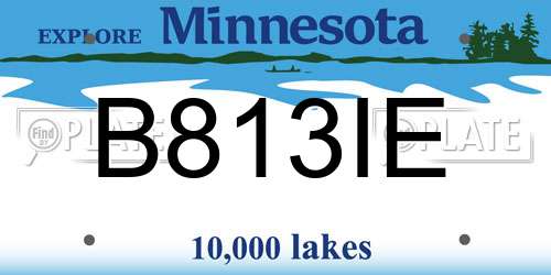 B813IE Minnesota License Plate