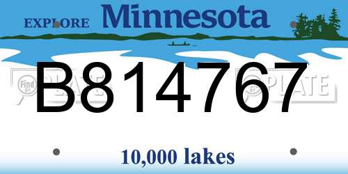 B814767 Minnesota License Plate