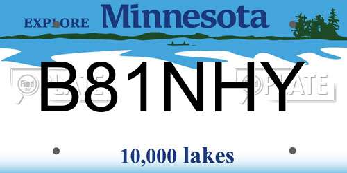 B81NHY Minnesota License Plate
