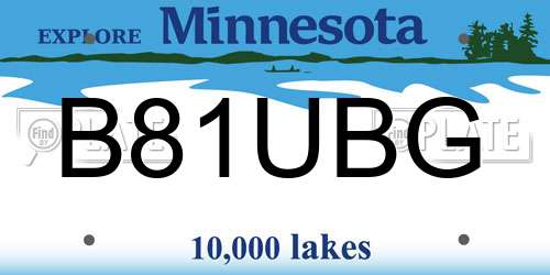 B81UBG Minnesota License Plate