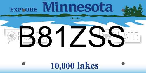 B81ZSS Minnesota License Plate