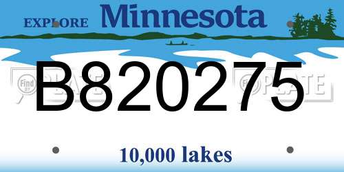 B820275 Minnesota License Plate