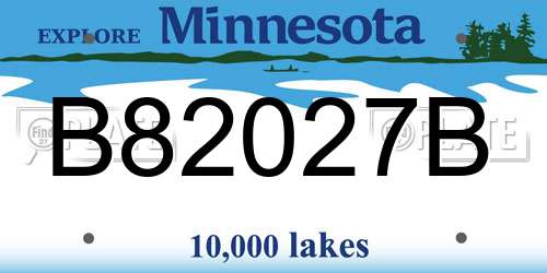 B82027B Minnesota License Plate