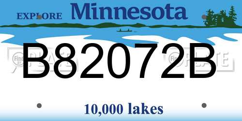 B82072B Minnesota License Plate