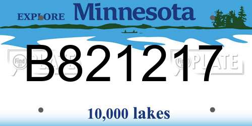 B821217 Minnesota License Plate