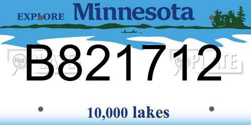 B821712 Minnesota License Plate