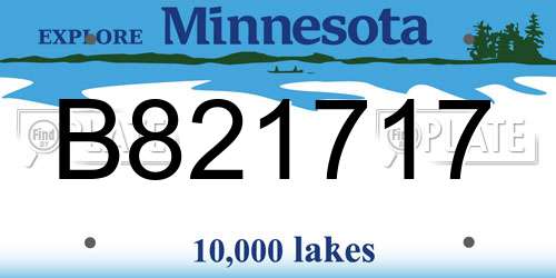 B821717 Minnesota License Plate