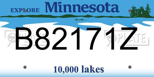 B82171Z Minnesota License Plate