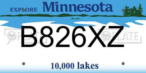 B826XZ Minnesota License Plate