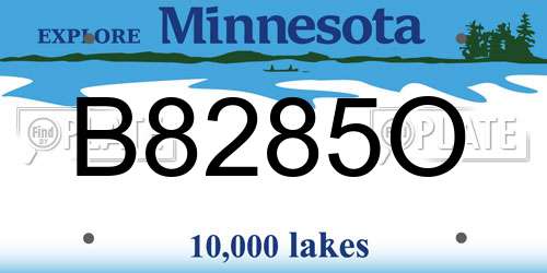 B8285O Minnesota License Plate