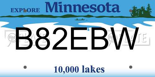 B82EBW Minnesota License Plate