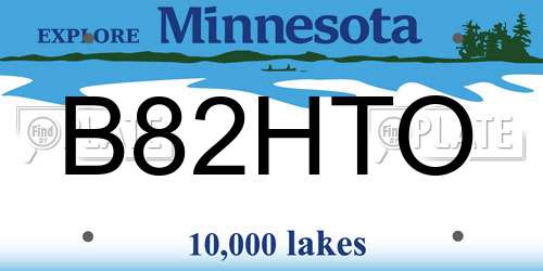 B82HTO Minnesota License Plate