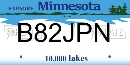 B82JPN Minnesota License Plate
