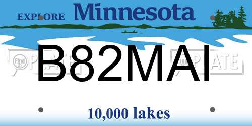 B82MAI Minnesota License Plate