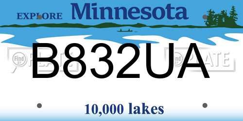 B832UA Minnesota License Plate