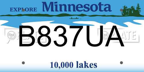 B837UA Minnesota License Plate