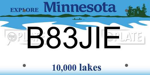 B83JIE Minnesota License Plate