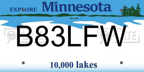 B83LFW Minnesota License Plate