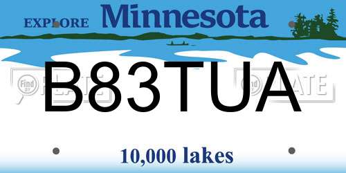 B83TUA Minnesota License Plate