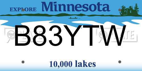 B83YTW Minnesota License Plate