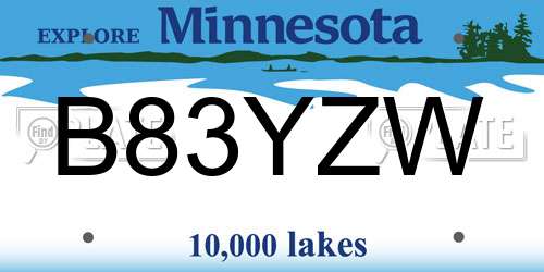 B83YZW Minnesota License Plate