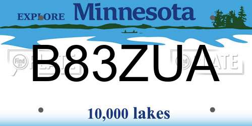 B83ZUA Minnesota License Plate