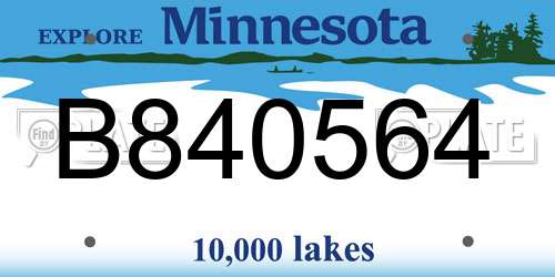 B840564 Minnesota License Plate